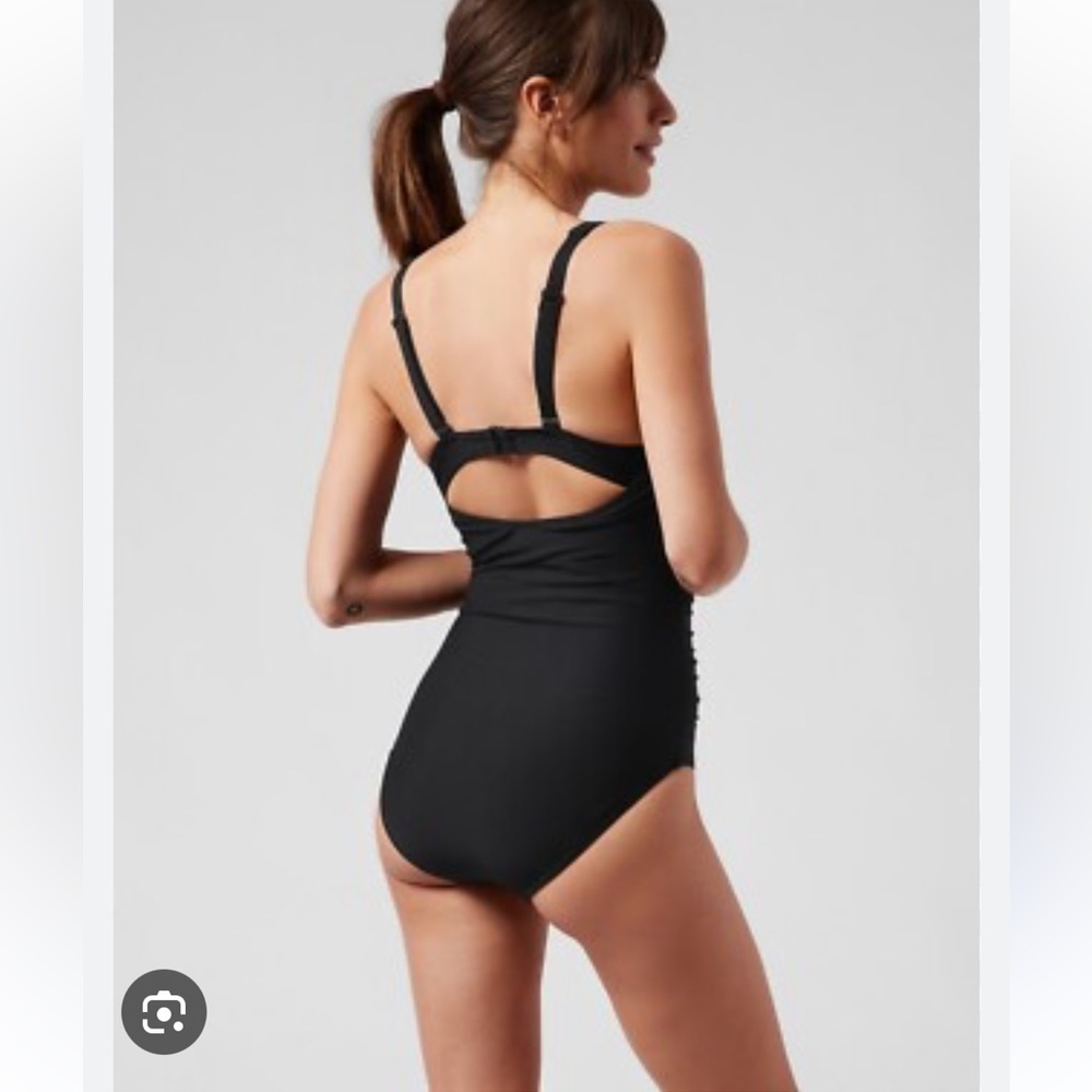 Athleta One Piece Swimsuit Square Neckline Black Size Medium - Picture 3 of 7
